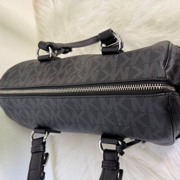 Michael Kors Grayson Signature MK Black Satchel Duffle Saffiano Leather Handbag - Picture 13 of 16